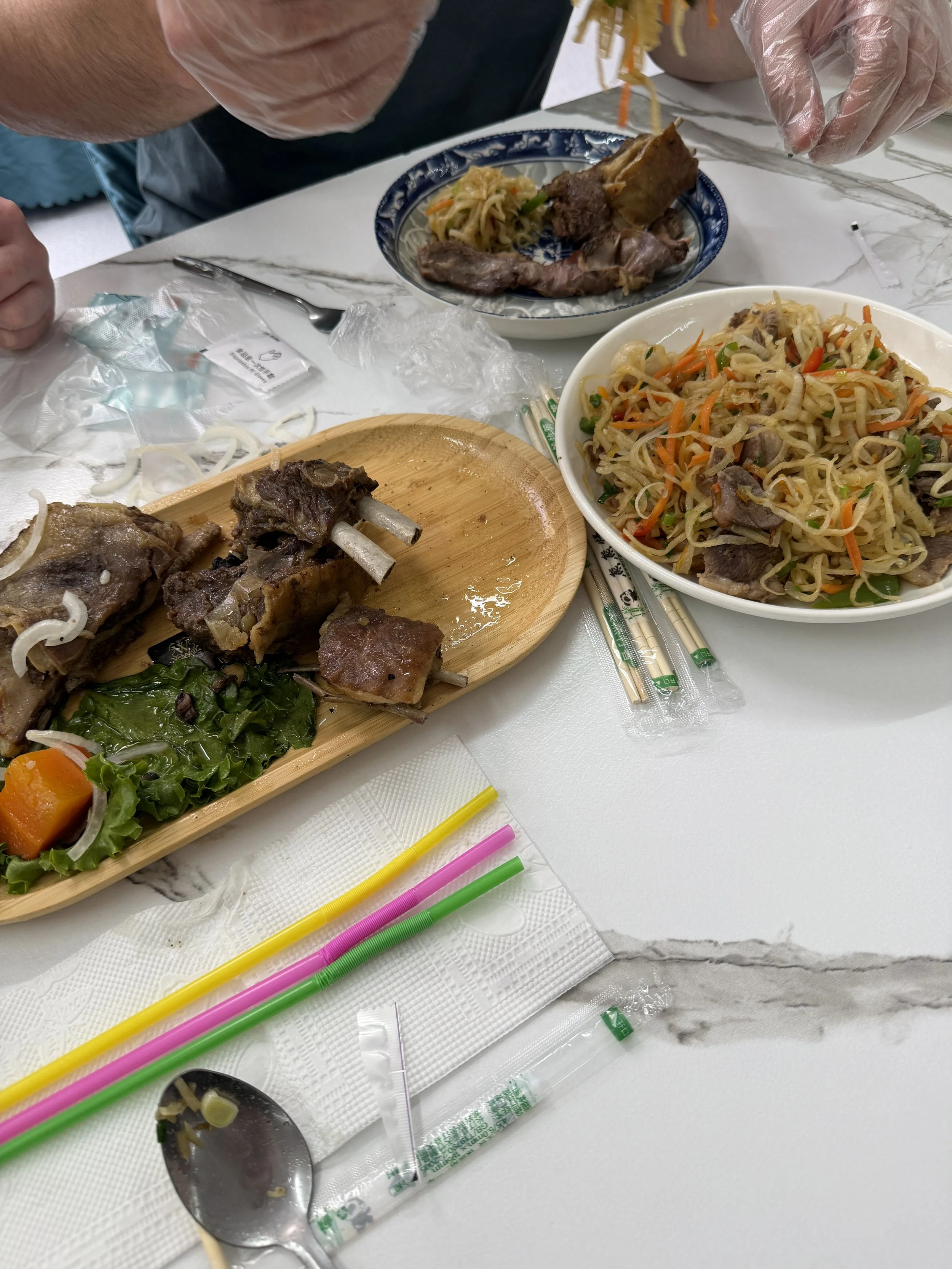traditional mongolian mutton lunch and vegetarian lunch