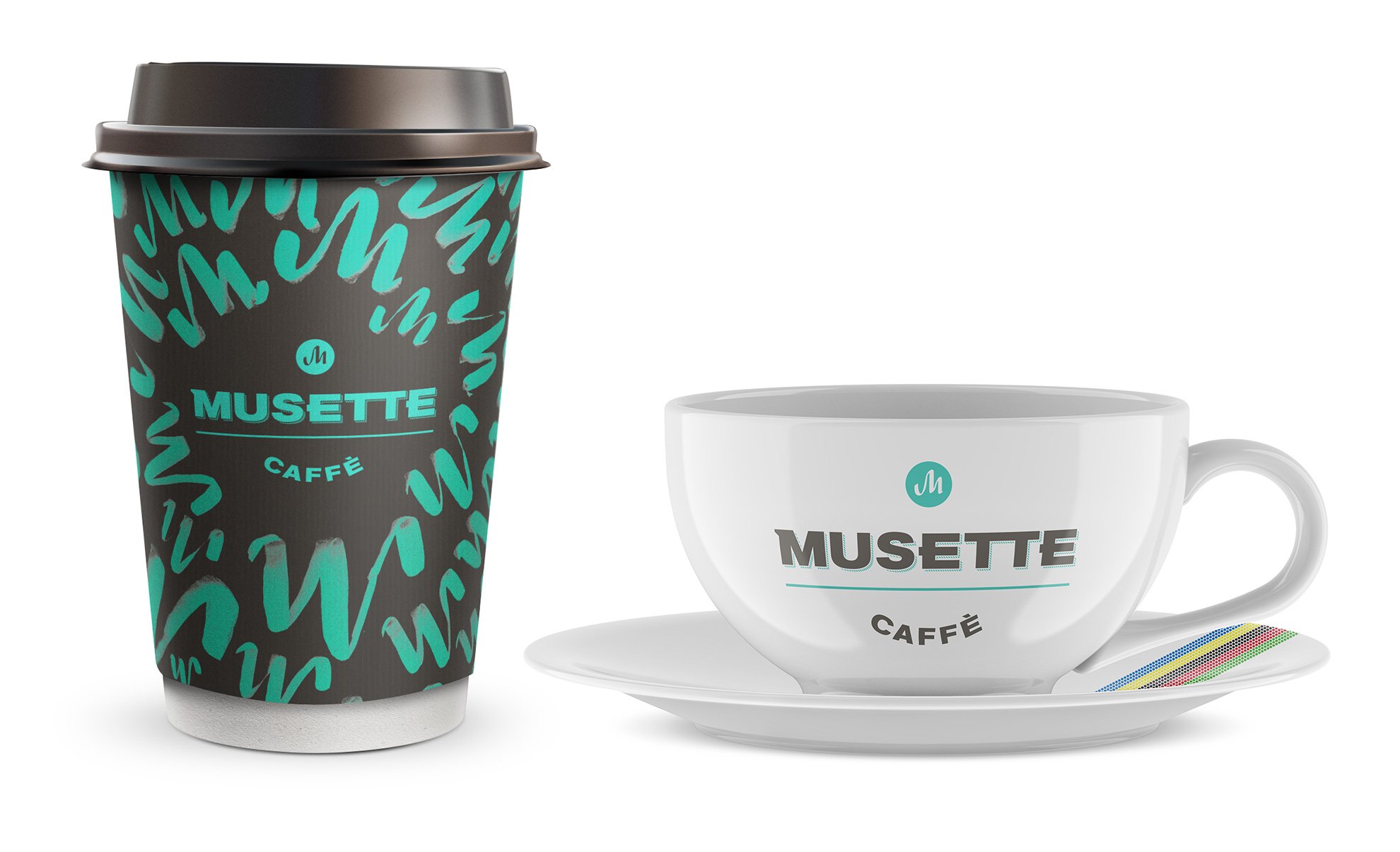 Paper and ceramic cup designs.