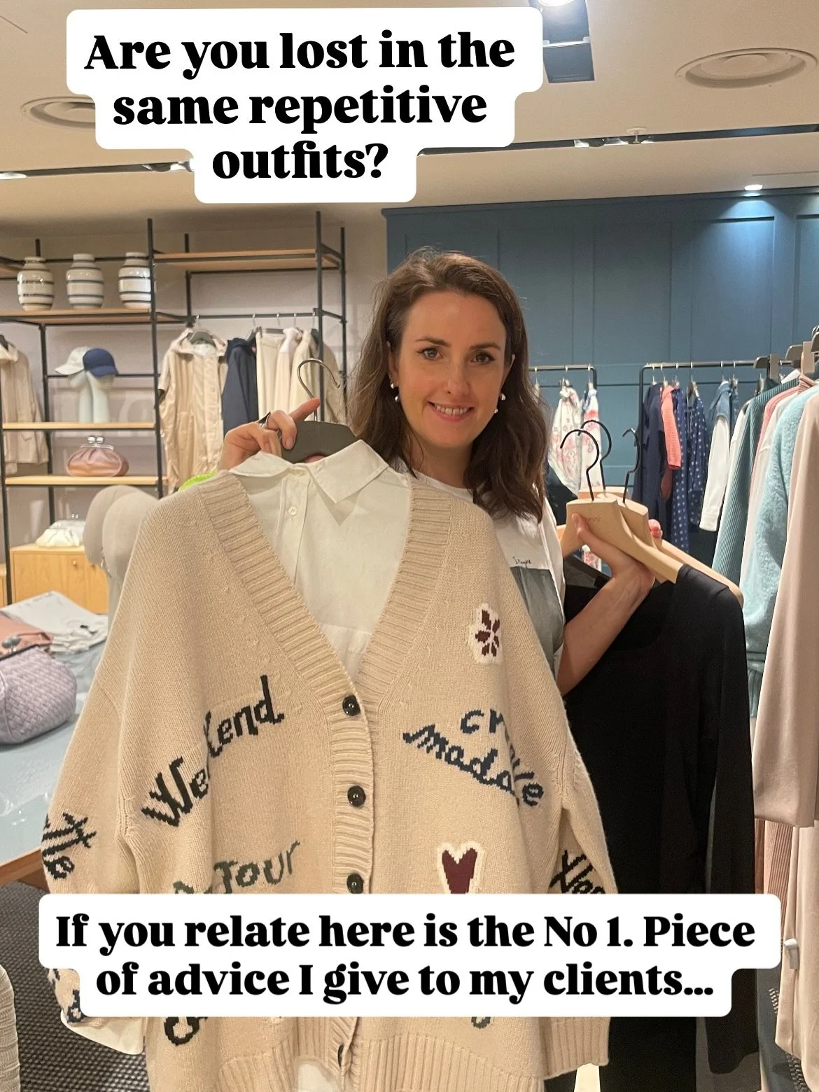 Are you lost in the same, repetitive outfits?
Then here is my top piece of advice I give to my clients.

Start somewhere new, it&rsquo;s all about which item you grab first.

Start with the same jeans and you&rsquo;ll likely get the same result.

Res