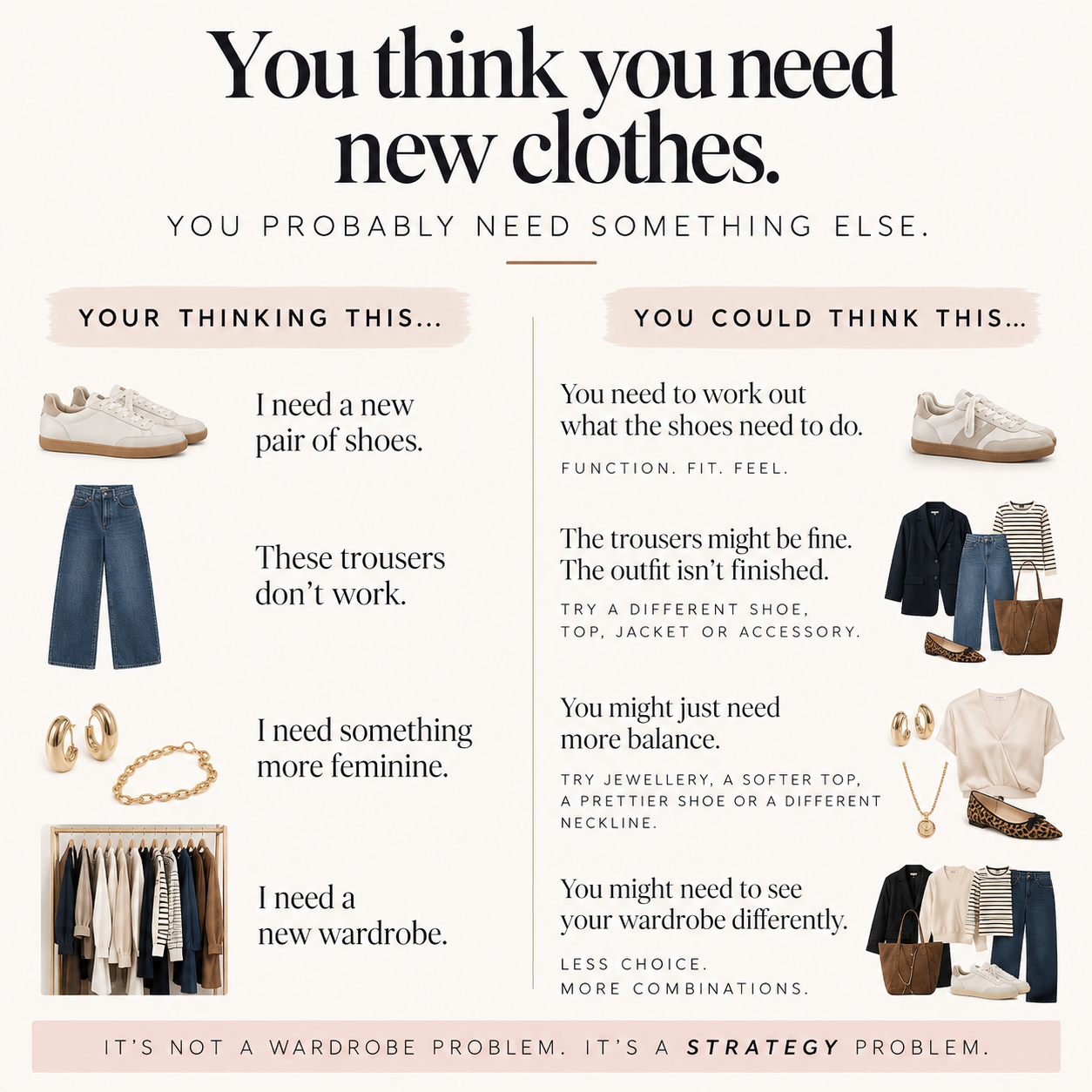 You think you need new clothes. You probably need something else.