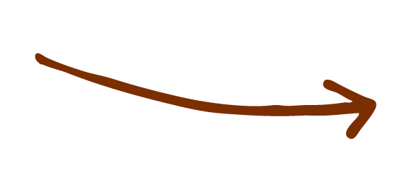 A black horizontal arrow pointing to the right with a brown curved arrow above it.