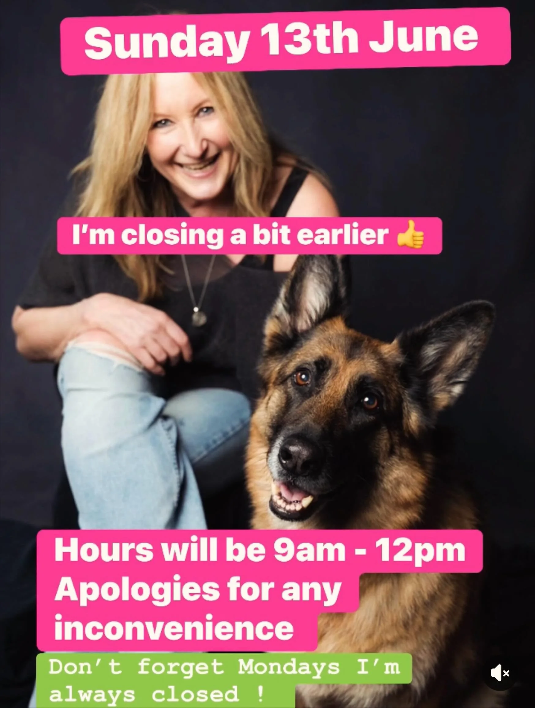 This Sunday we are open earlier at 9am - and closing earlier at 12pm -  so no lie in - get on down to Hound Dog and treat your furry babies# timeoutneededtorestsundayafternoon