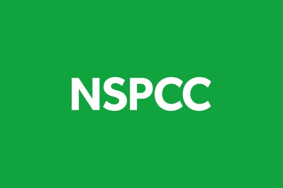 Green background with white text reading 'NSPCC'