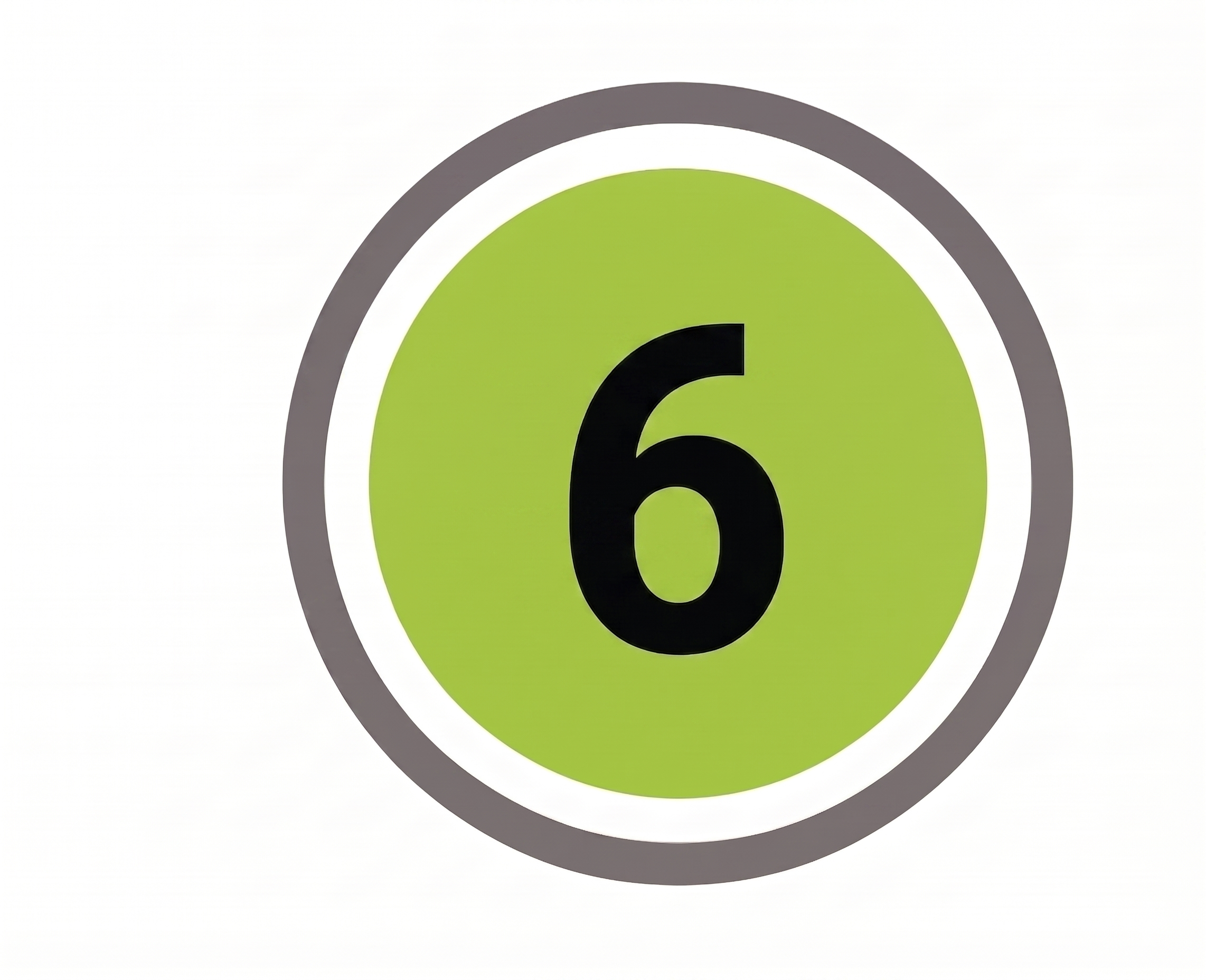Green and black number 6 on a white background, resembling a countdown timer.