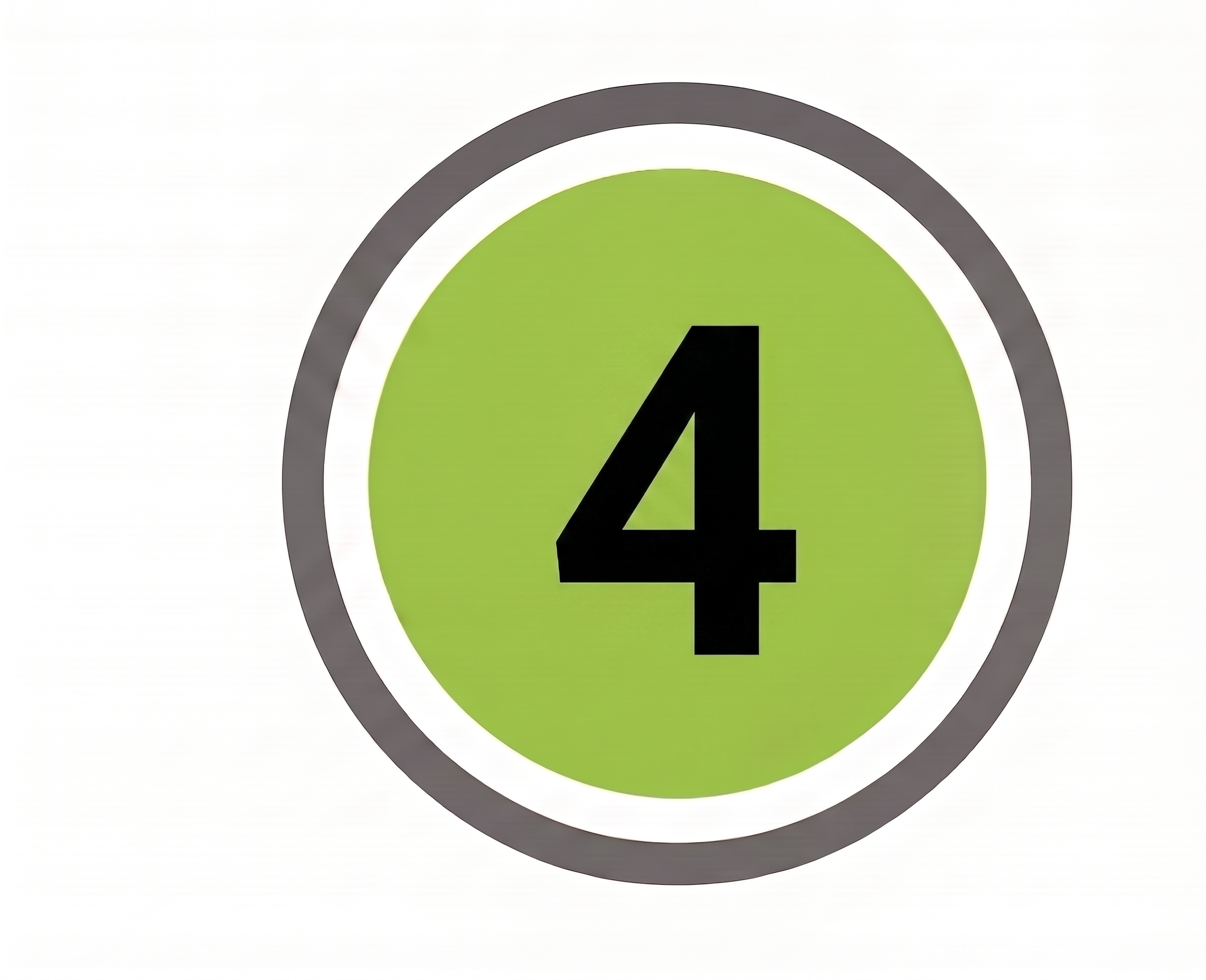 A countdown timer displaying the number 4 in black on a green circle, with a black outer circle and a white background.