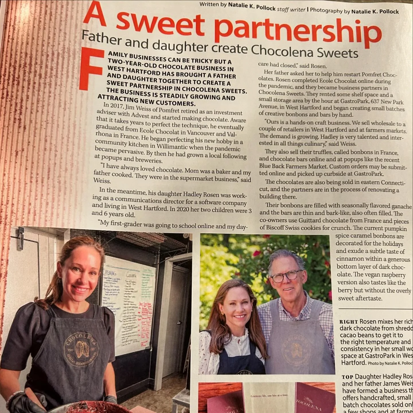 Very grateful for this Thanksgiving eve piece in West Hartford Life! 🍫🍫 If you live in West Hartford, check your mailbox!