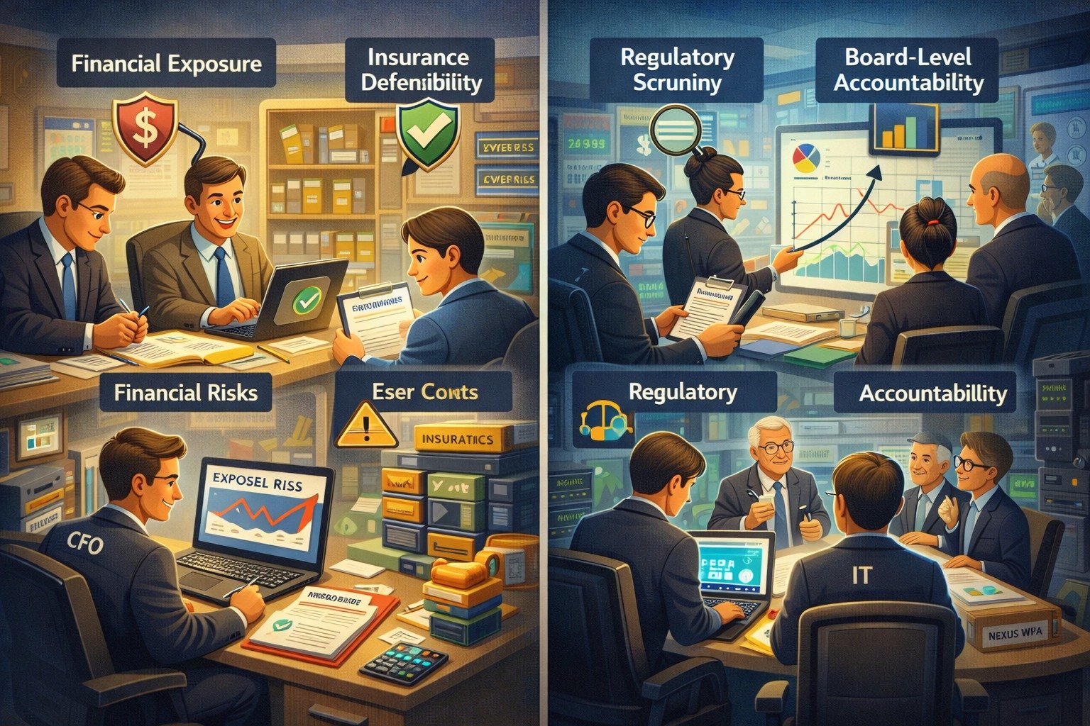 Security is no longer just an IT issue.

It&rsquo;s:
&bull; Financial exposure
&bull; Insurance defensibility
&bull; Regulatory scrutiny
&bull; Board-level accountability

That changes how IT should be structured.

#Governance #leadership