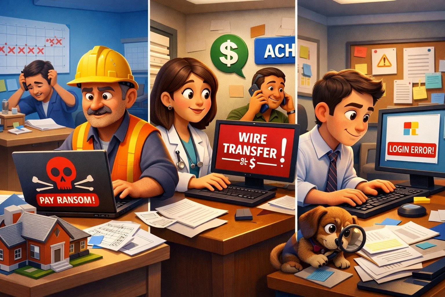 3 Real Cyber Incidents That Hit Wilson County Businesses

These are anonymized, but local.

And expensive.

Case 1: Construction Firm (22 Employees)

An employee opened what looked like a revised vendor invoice.

Result:
&bull; 6 business days offlin