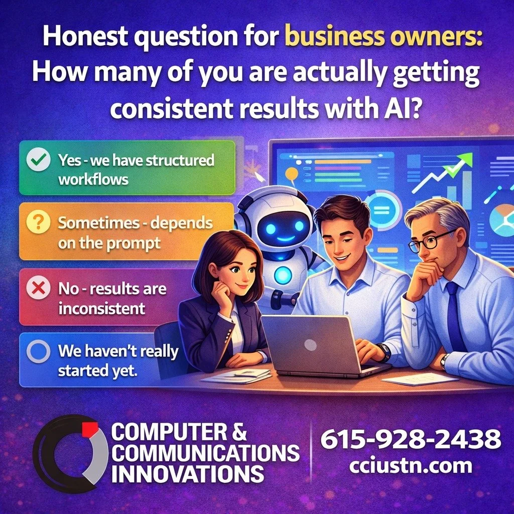 Honest question for business owners:

How many of you are actually getting consistent results with AI?

Not experimenting.

Not trying prompts.

I mean repeatable results your team can rely on.

Be honest:

&bull; Yes &mdash; we have structured workf