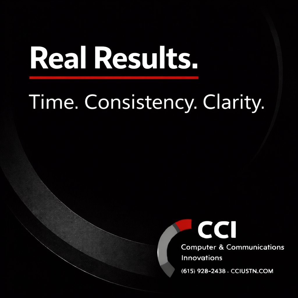 What should you expect?

&bull; Time savings
&bull; Marketing consistency
&bull; Documented processes
&bull; Better decision clarity

Not hype.

Structure.

https://www.cciustn.com/ai-growth

#BusinessResults