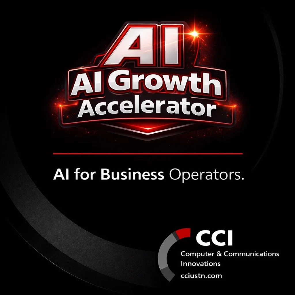 AI for business operators &mdash; not engineers.

Guardrails first.

Structured systems.

Revenue-connected outcomes.

If you're ready for confident AI implementation,

it may be time to move beyond experimenting.

CCI AI Growth Accelerator.

https:/