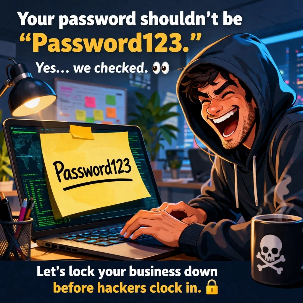 Cybersecurity isn&rsquo;t just an &ldquo;IT thing&rdquo; anymore&mdash;it&rsquo;s a business survival thing.

Most breaches don&rsquo;t happen because of sophisticated hacks&hellip;
They happen because of simple mistakes (like weak passwords 👀).

At