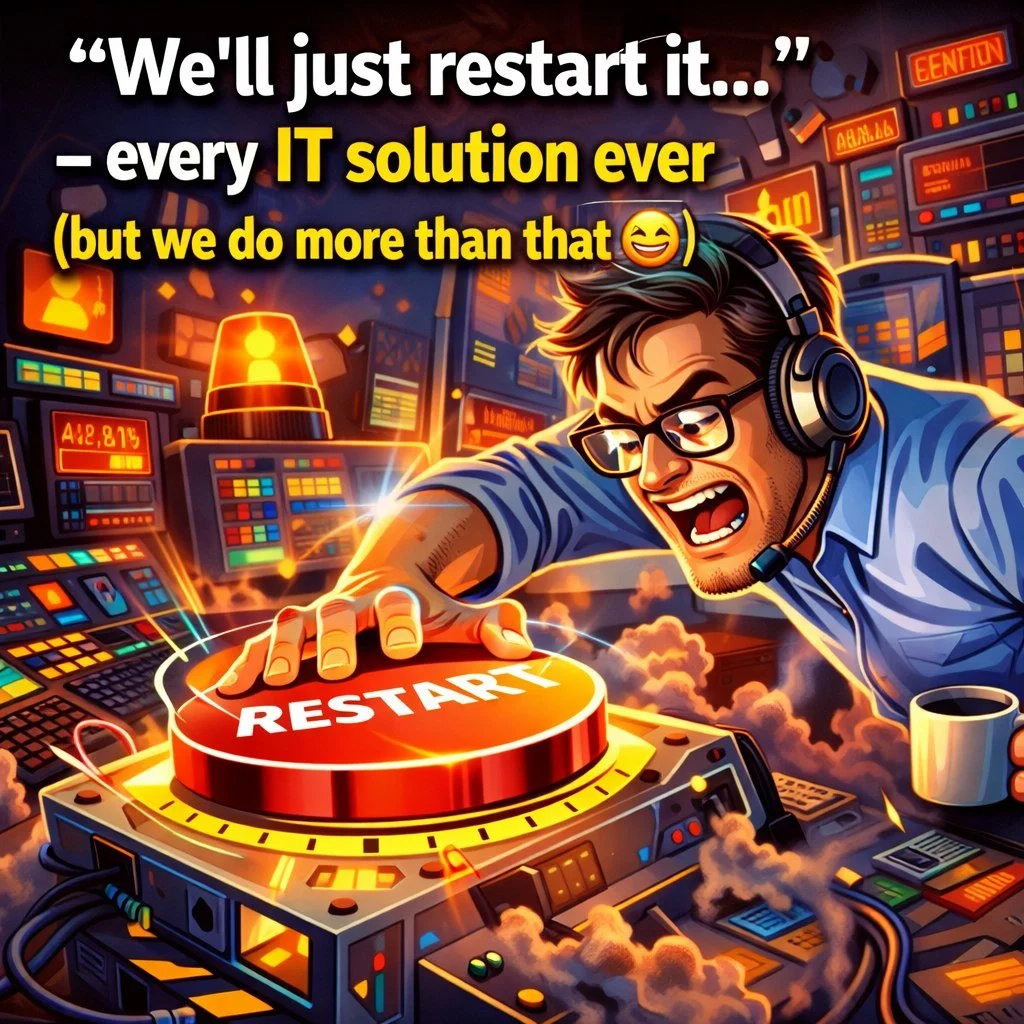 Yes&hellip; restarting fixes a lot. 😄
But real IT support is about preventing the issue from happening in the first place.

From monitoring to maintenance to long-term planning&mdash;good IT should feel proactive, not reactive.

Less &ldquo;fixing p