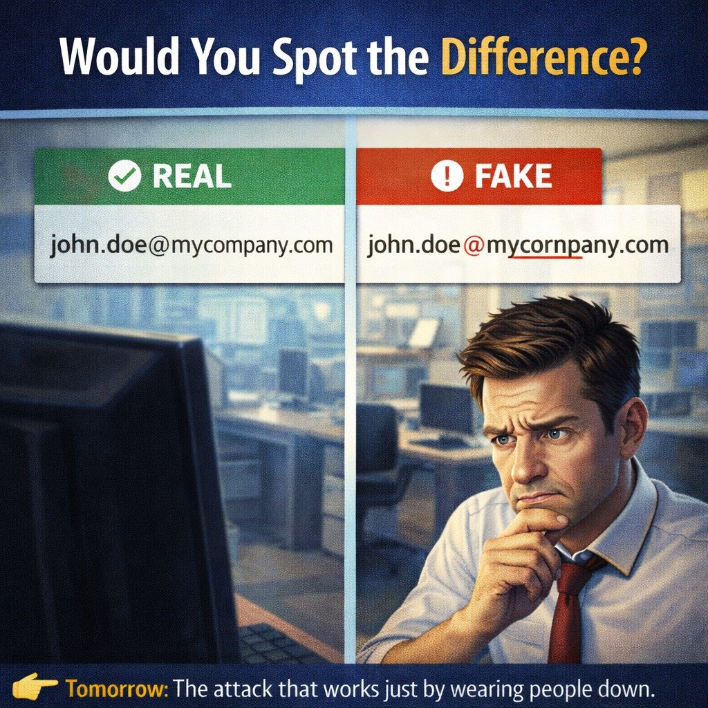 Spoofed Domains: How Attackers Pretend to Be Your Business

Here&rsquo;s something most business owners don&rsquo;t realize:

Attackers don&rsquo;t always need access to your systems to scam your customers.

They can pretend to be you.

This is calle