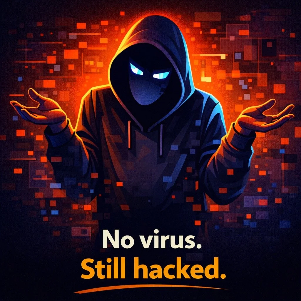 Some cyberattacks don&rsquo;t use viruses at all.

No downloads. No warnings.

Attackers use tools already on your systems&mdash;
which makes everything look normal.

👉 That&rsquo;s why we monitor behavior, not just threats

The most dangerous attac