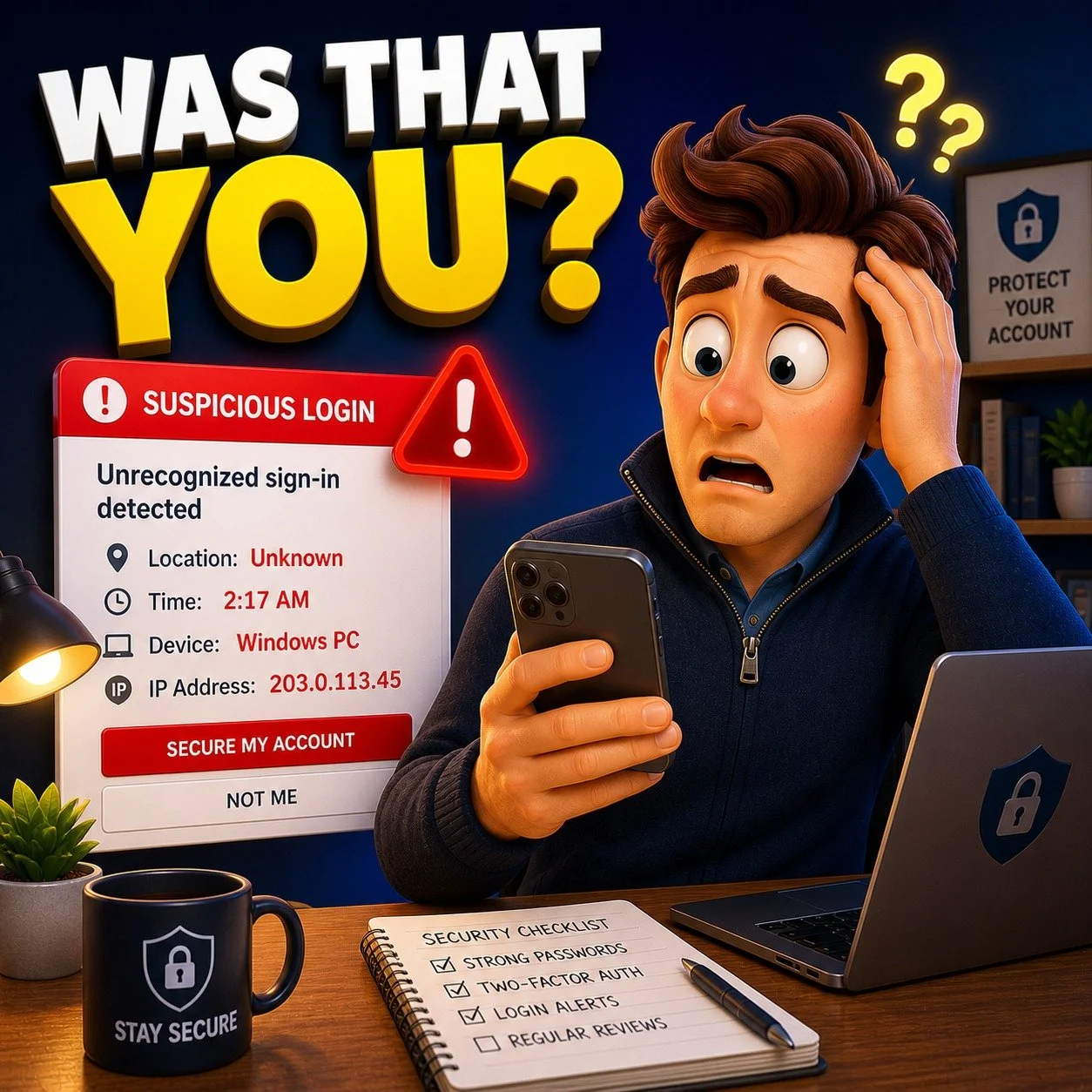 That moment when you get a login alert&hellip;

and it wasn&rsquo;t you 😬