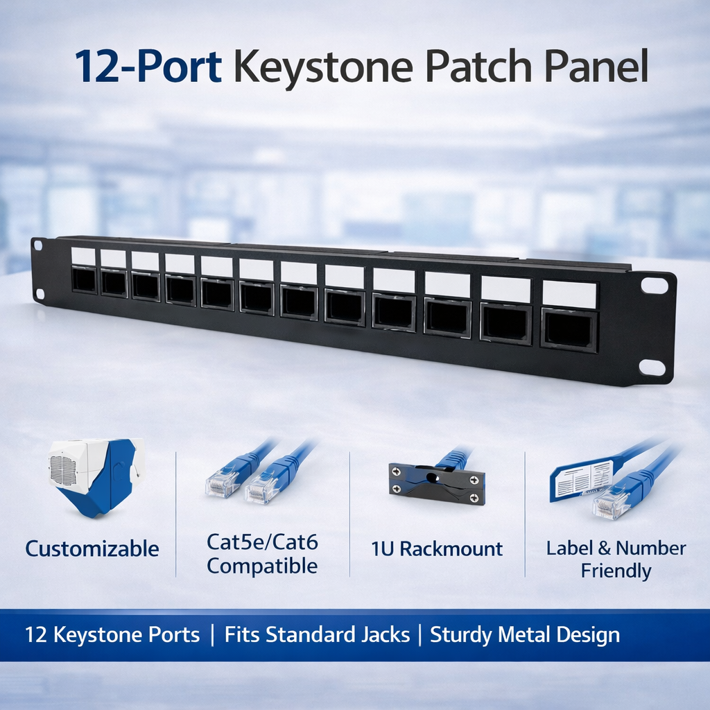 12-Port Keystone Patch Panel