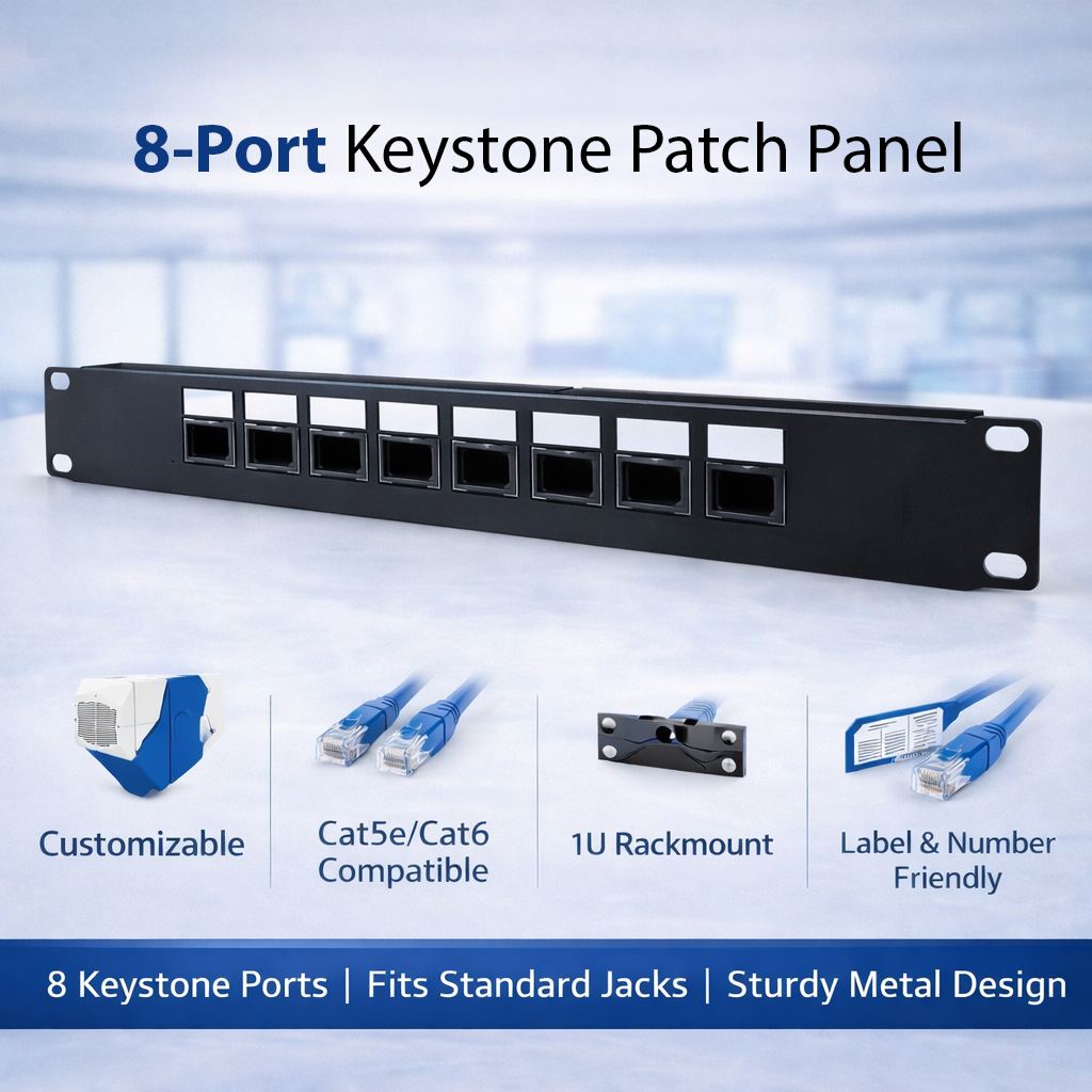 8-Port Keystone Patch Panel