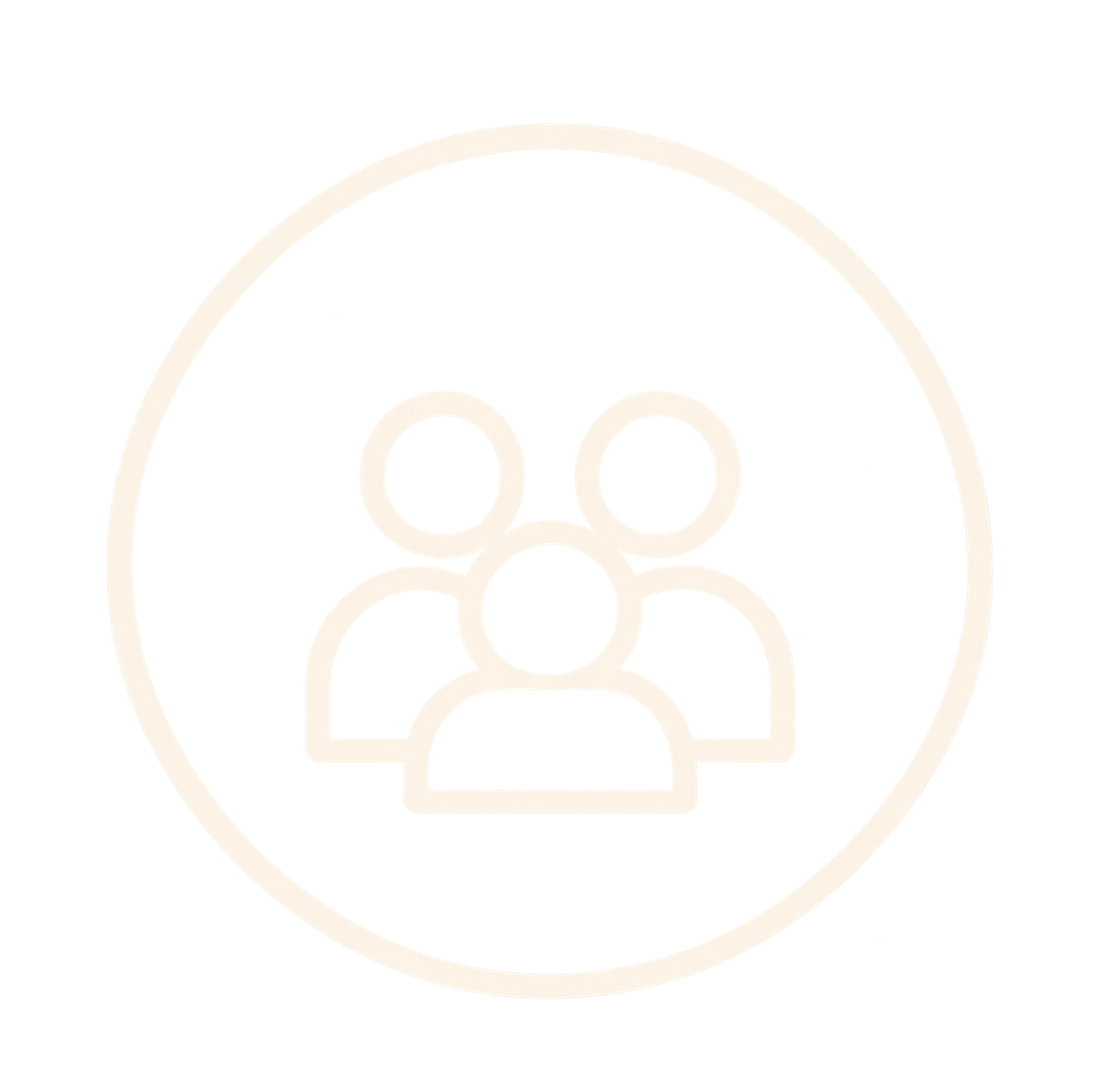Icon representing a group of three people inside a circle, symbolizing users or community.