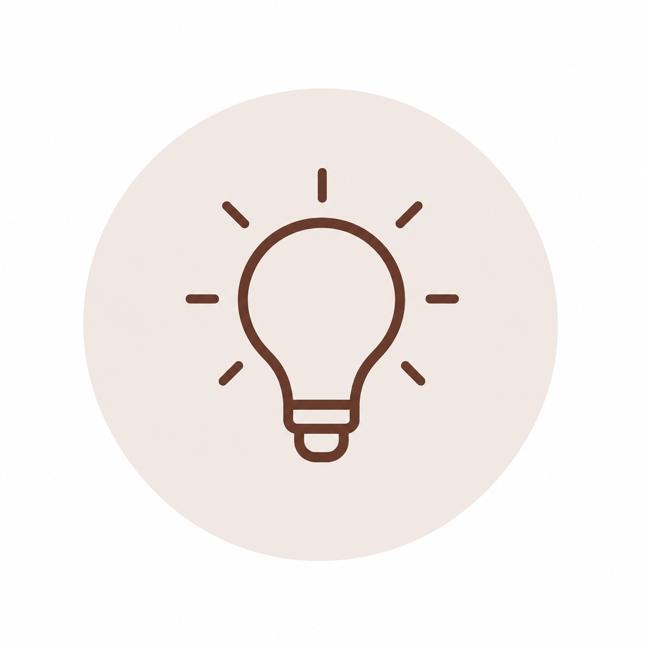 Icon of a light bulb with lines radiating outward, symbolizing an idea or innovation.