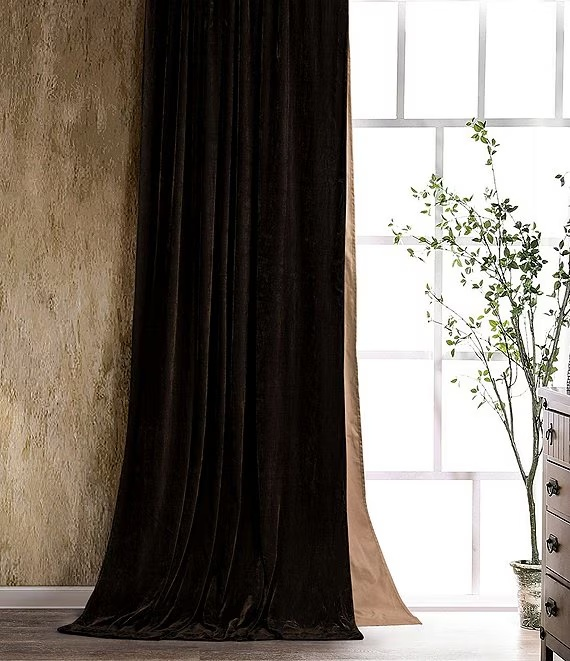 Stella Lined Velvet Drapery by HiEnd Accents, through Dillard’s. Rich color, lustrous texture, and generous folds bring warmth, quiet drama, and a luxurious finish to a room.