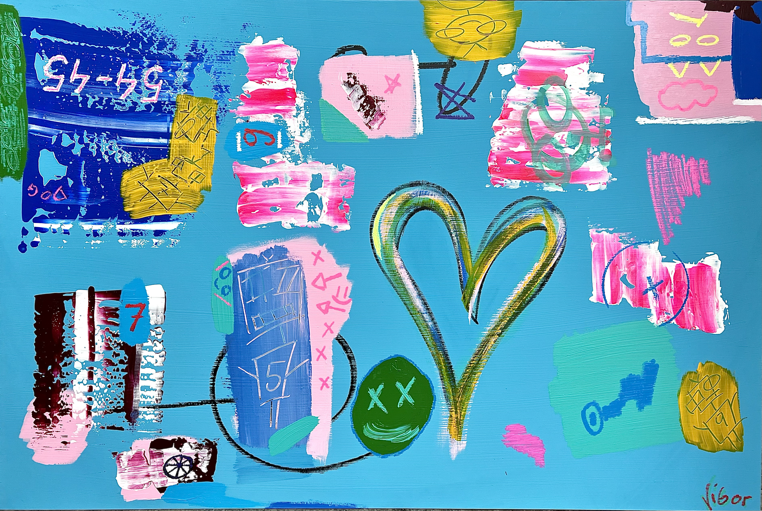 78 cm x 116 cm 
acrylic, oil stick, paint stick on deco panel