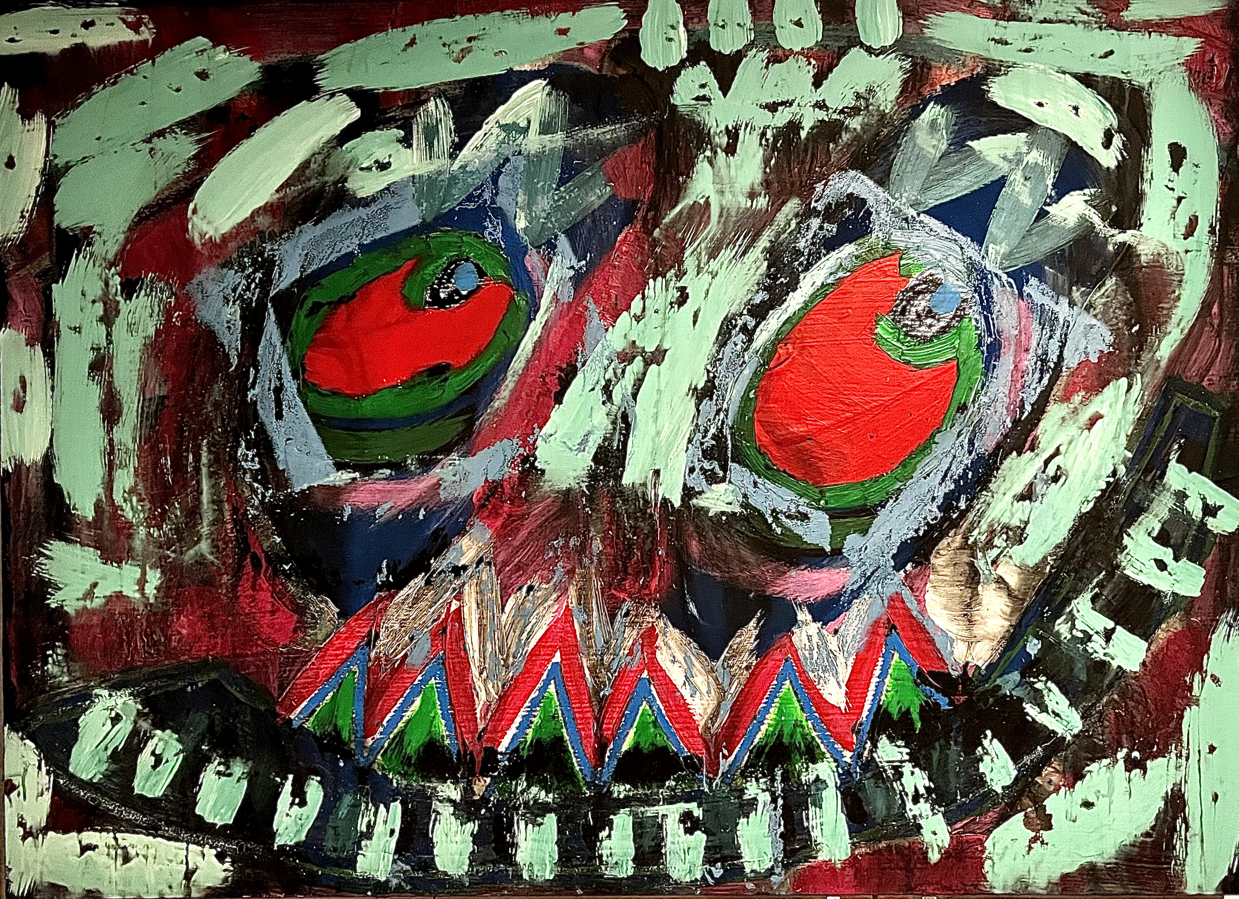 80 cm x 110 cm 
acrylic, paint stick, oil stick on framed canvas