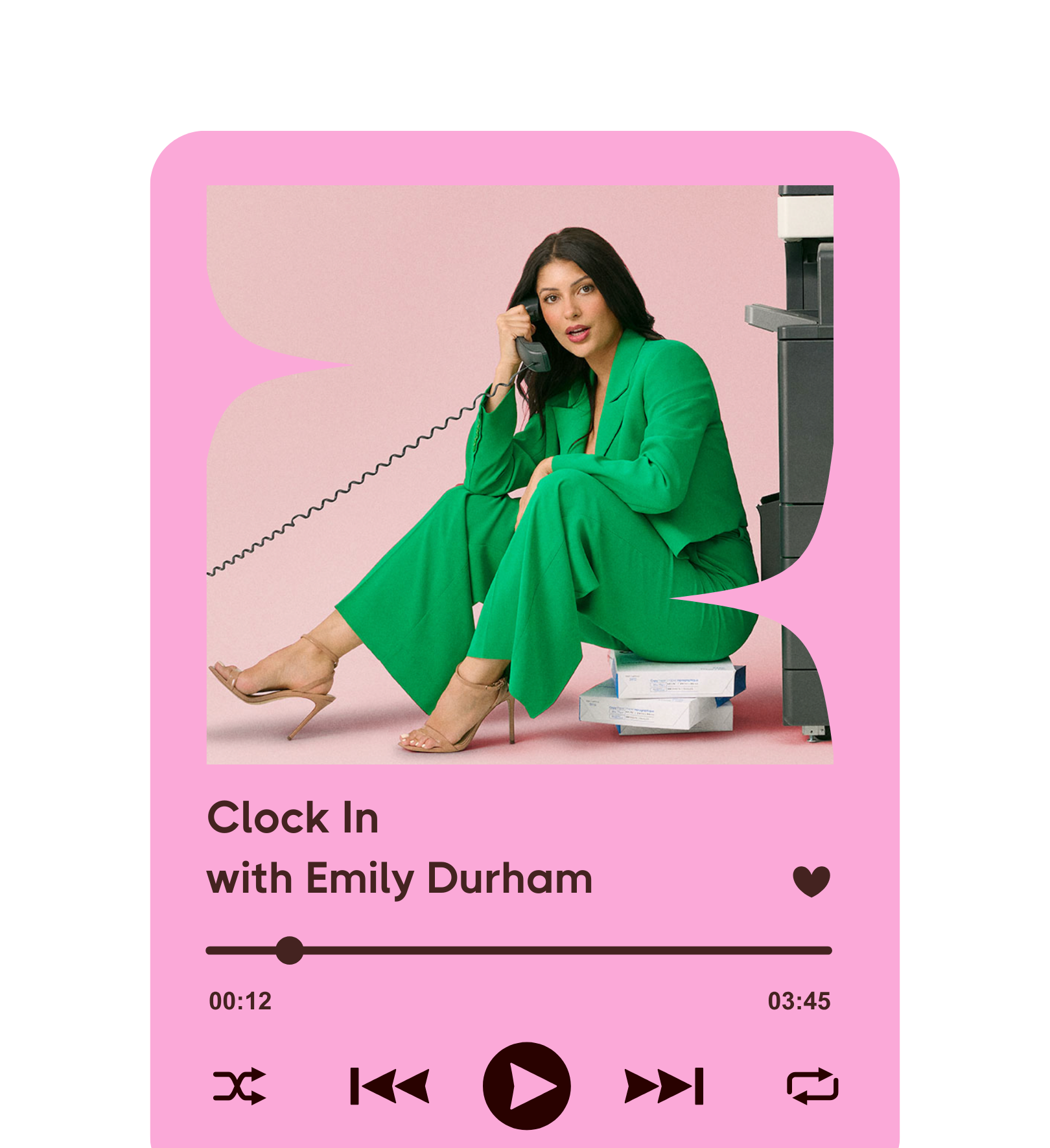 graphic for the Clock In Podcast by host Emily Durham