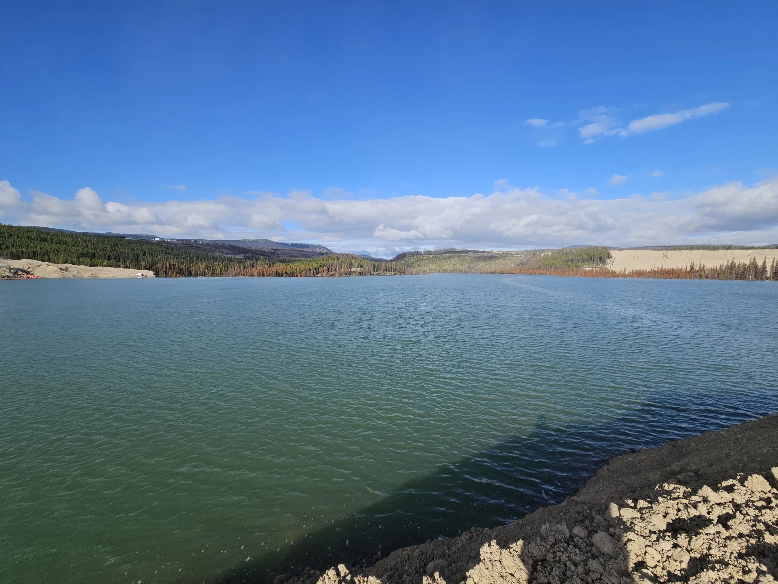 View of a tailings pond during a Hydrasurvey Sludge Survey