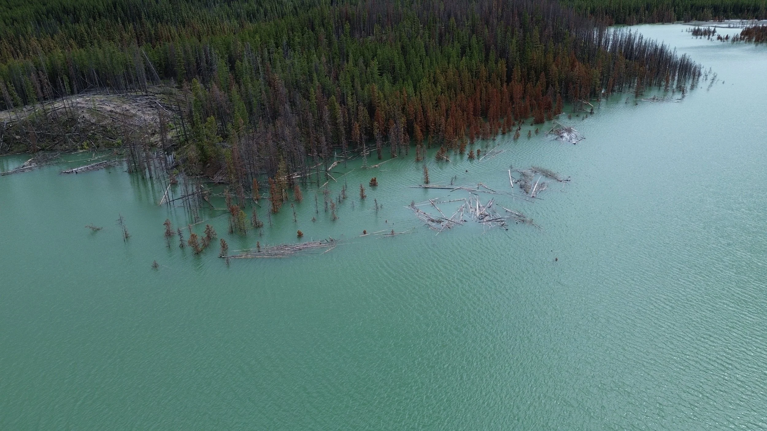 Tailings pond in Alberta drone imagery during a hydrasurvey sludge survey