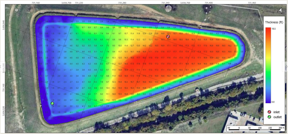 Sludge Thickness Map in Texas