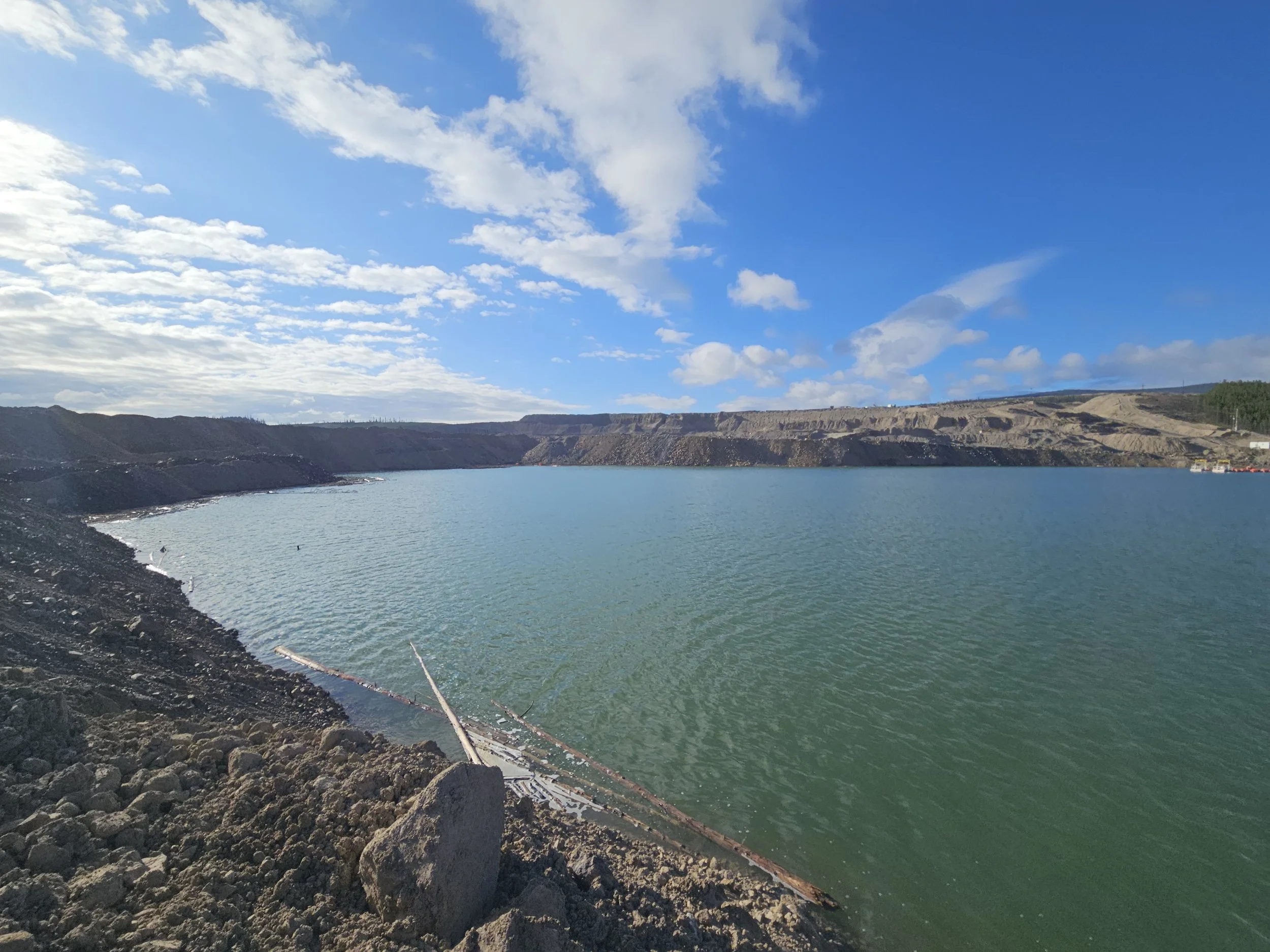 A tailings pond in Northern Alberta getting a Hydrasurvey Sludge Survey