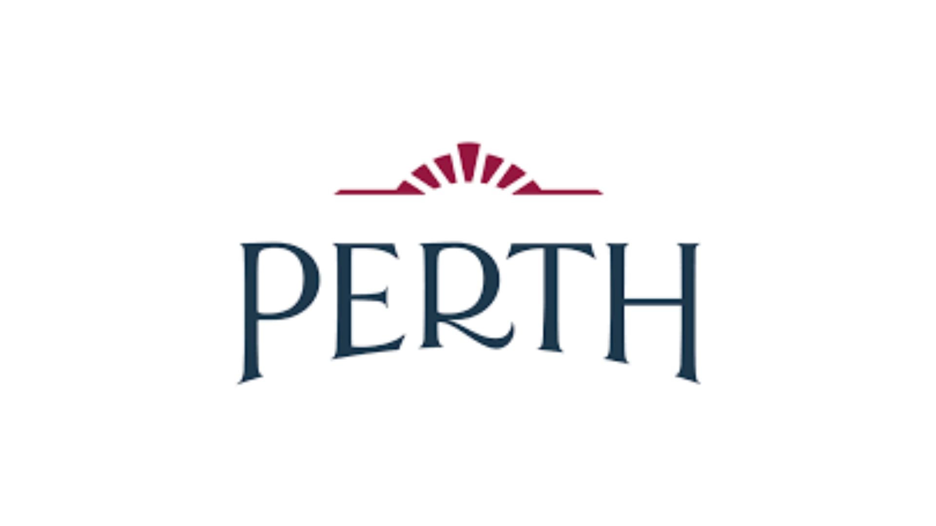 Perth city logo with stylized sun above the city name