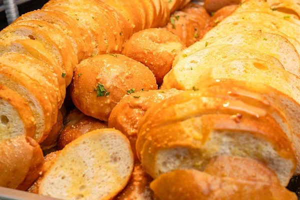 Sliced bread with butter