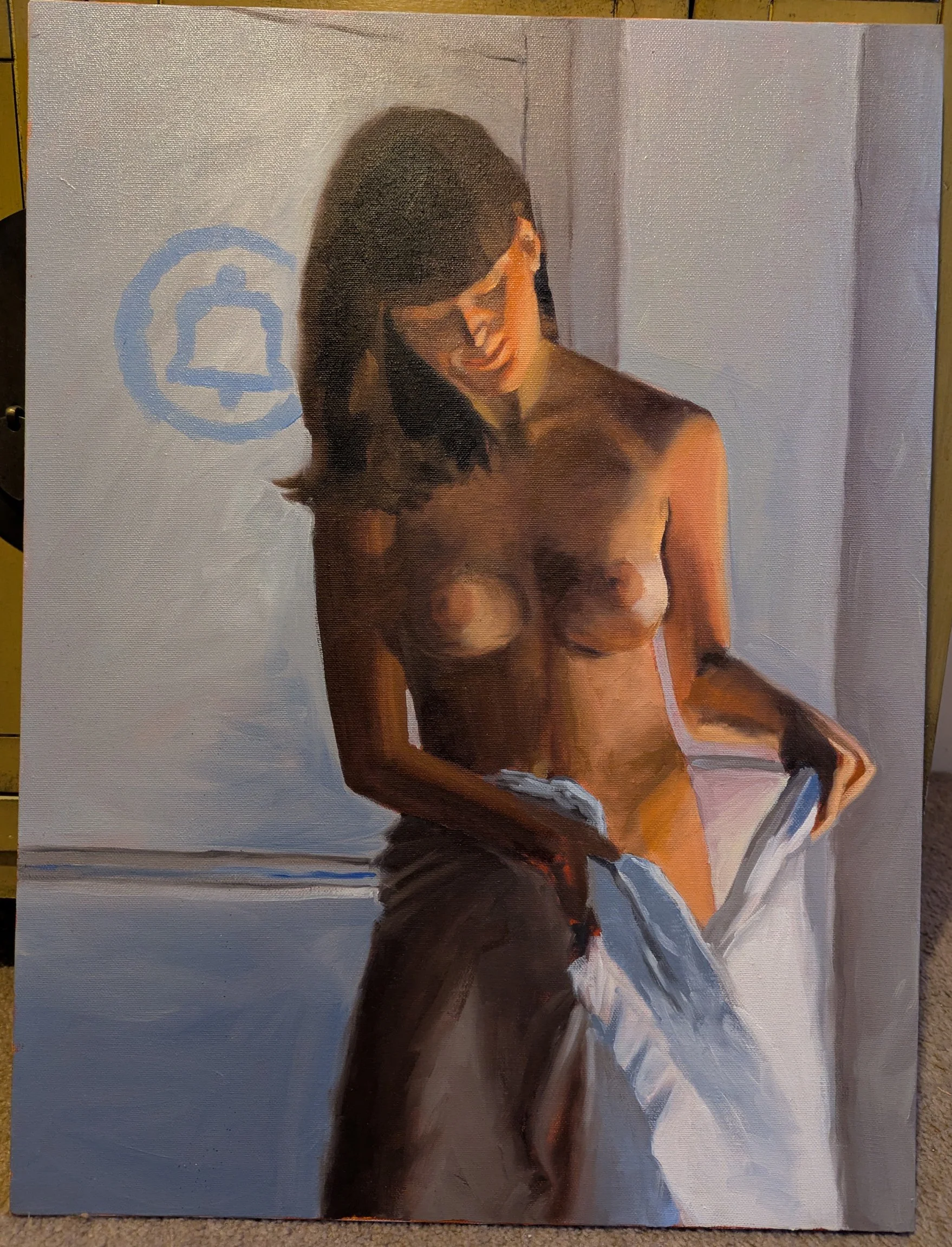 Naked in a phone booth