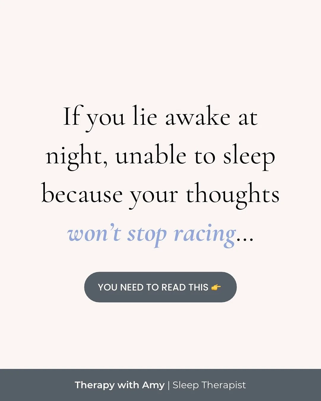 A racing mind can feel all consuming, especially in the middle of the night with nothing to distract you from your thoughts 🌀

This is why, in therapy, I often teach my clients the skill of cognitive defusion, which helps you to become less entangle