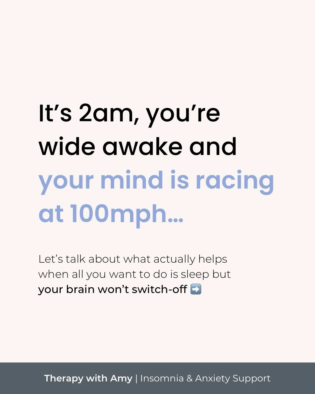 A racing mind can feel all consuming, especially in the middle of the night with nothing to distract you from your thoughts 🧠🌀

This is why, in therapy, I teach you psychological skills to help you respond to thoughts differently, so that you can b