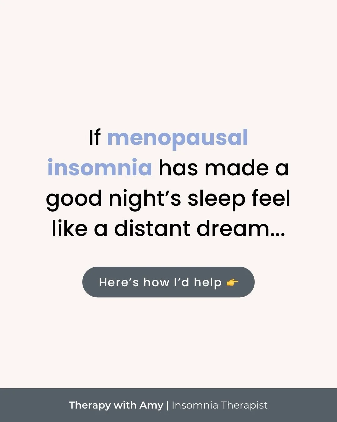 You don&rsquo;t have to put up with insomnia for the rest of your life 👇

Cognitive Behavioural Therapy for Insomnia is recommended as the first-line treatment for chronic insomnia, including menopausal insomnia. 

In my practice, I combine CBT-I wi