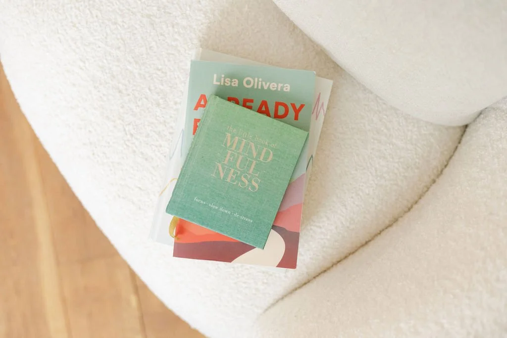 Stack of mental health books