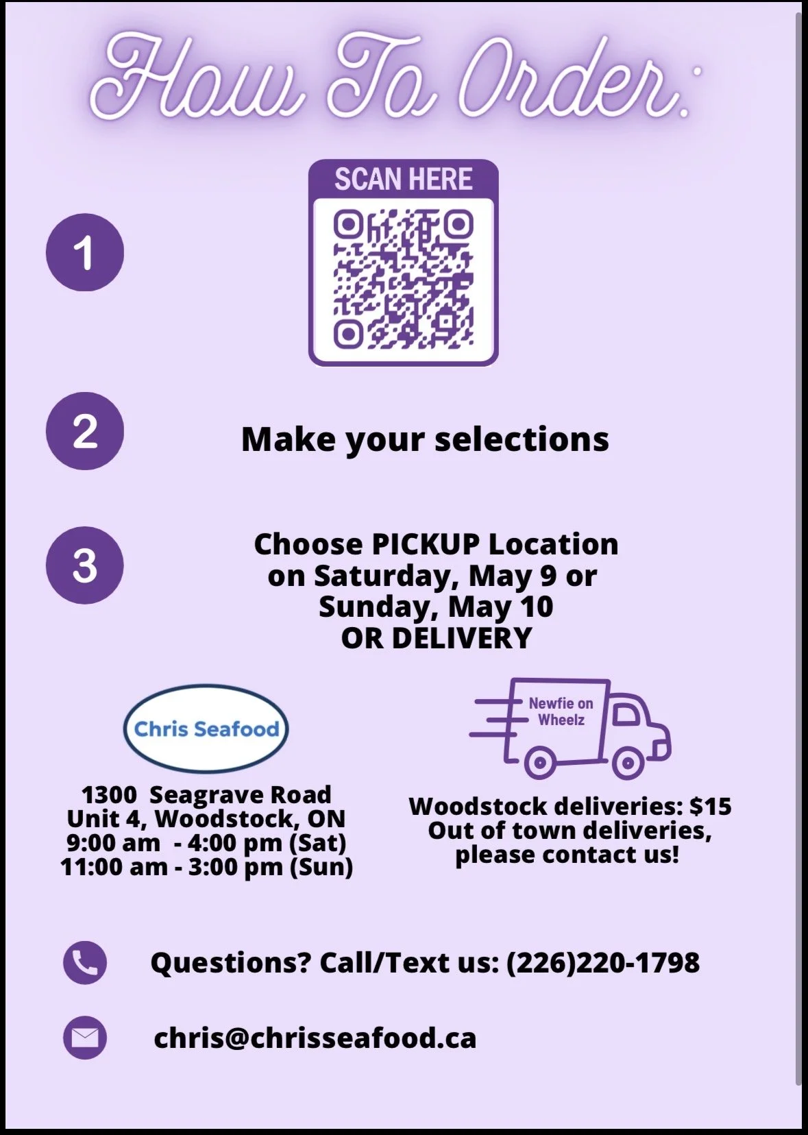 Mothers Day Dinner For 2:  SCAN THE QR CODE TO ORDER/MAKE SELECTIONS