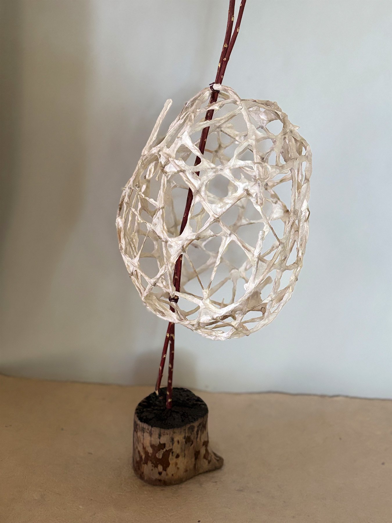 Alkemi: three, tamarisk, pine, thread, paper pulp, ink.
Available for purchase