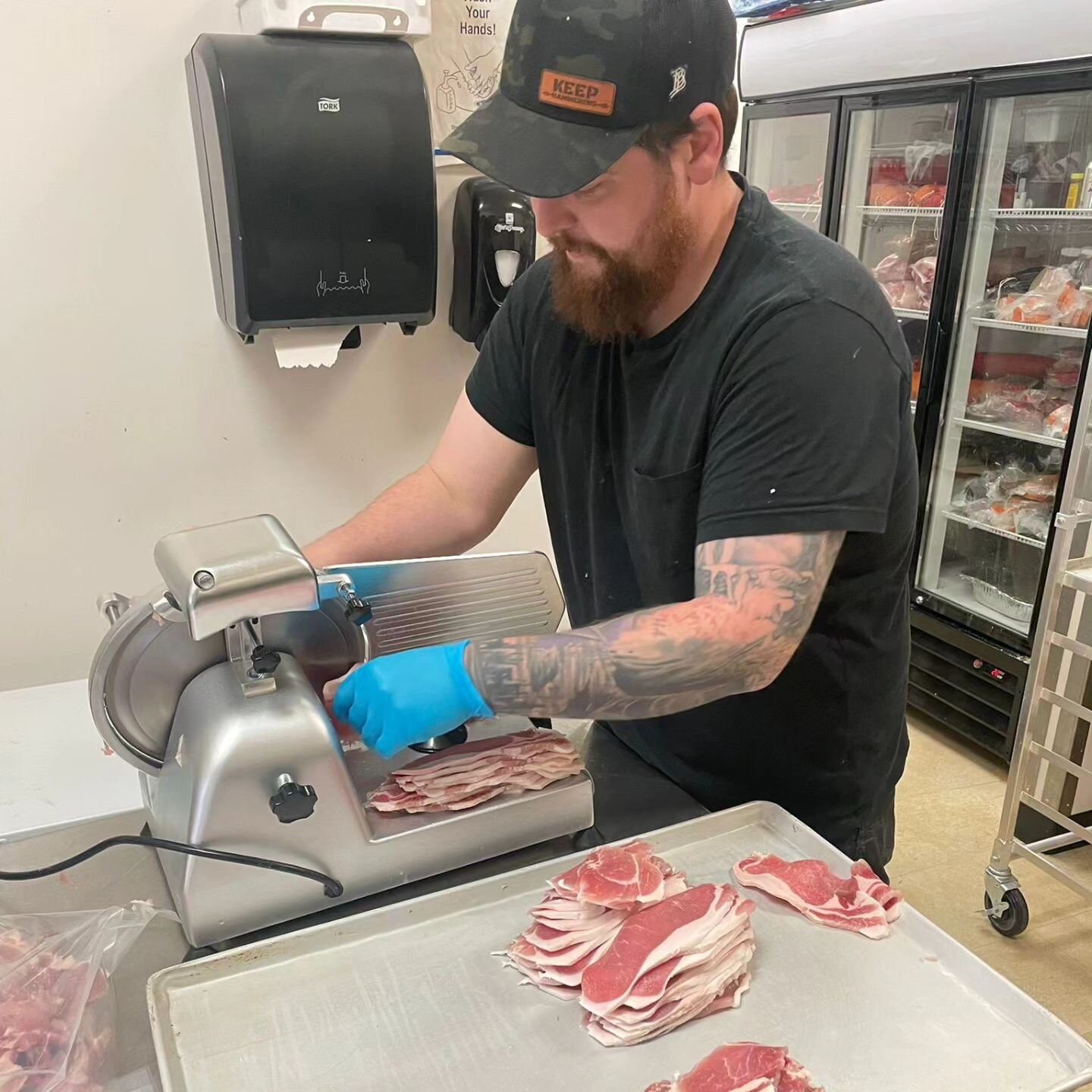 #makingbacon #bacon #properbacon #fresh #hashtag #yycfoods #babyslicer