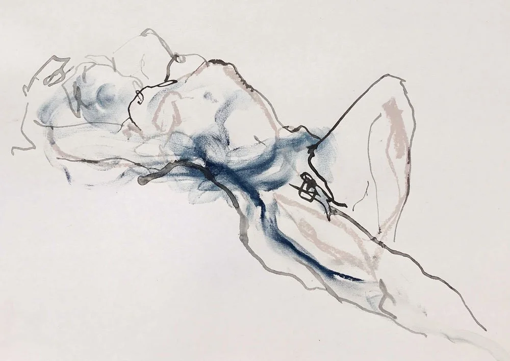 When I first surrendered to you  Ink and pastel on paper - 30 x 42 cm Private collection - Dubai