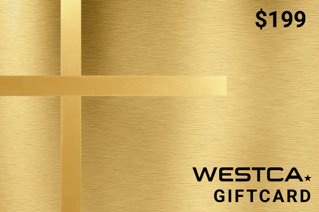 Golden gift card with black text showing a value of $199, labeled as WINDCA. Giftcard.