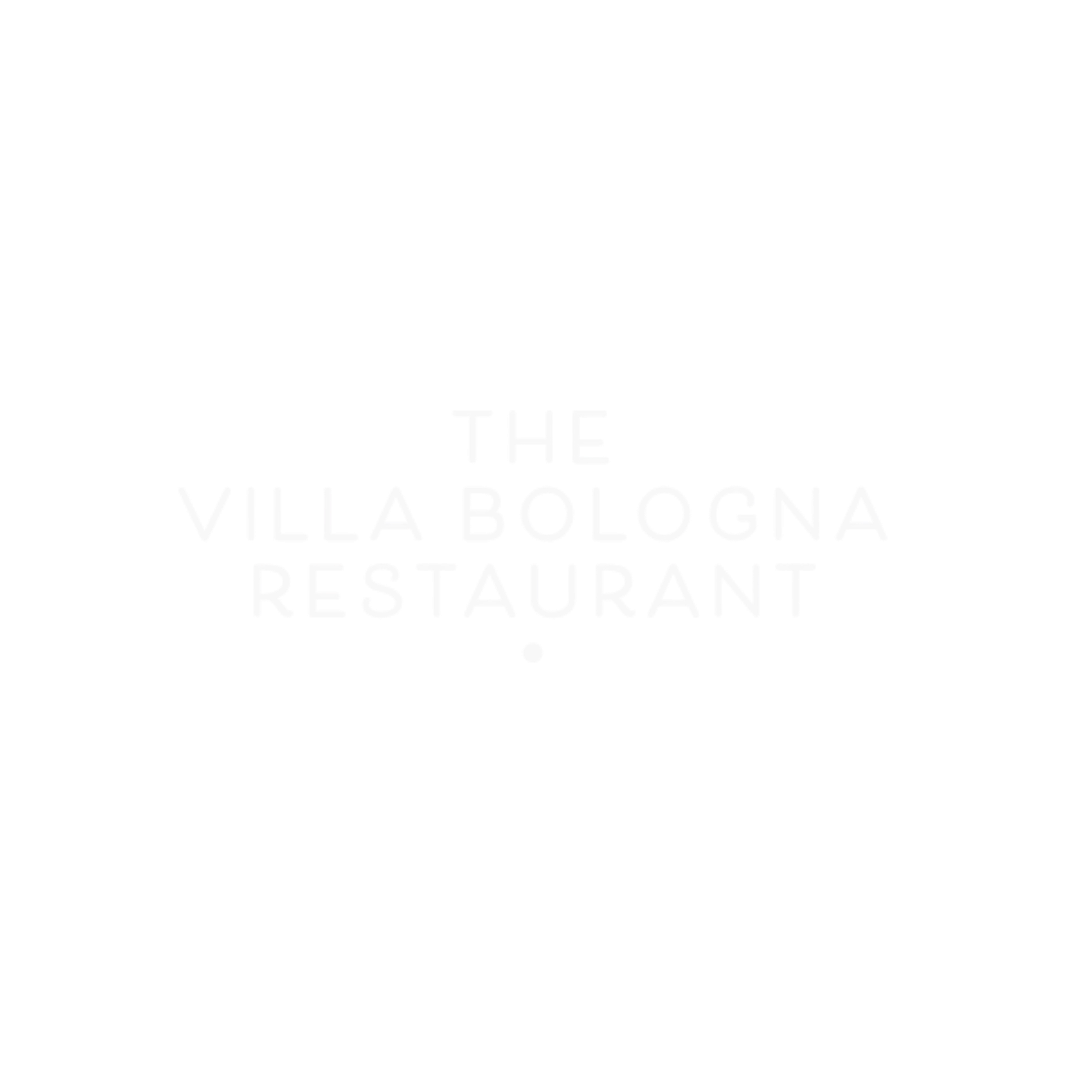 Logo for the Villa Bologna Restaurant with white text on a black background.