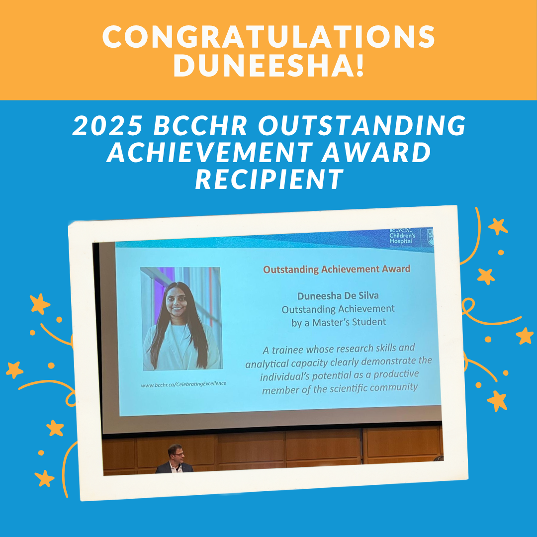 Congratulations to Duneesha De Silva, Recipient of the 2025 BCCHR Outstanding Achievement by a Master’s Student Award