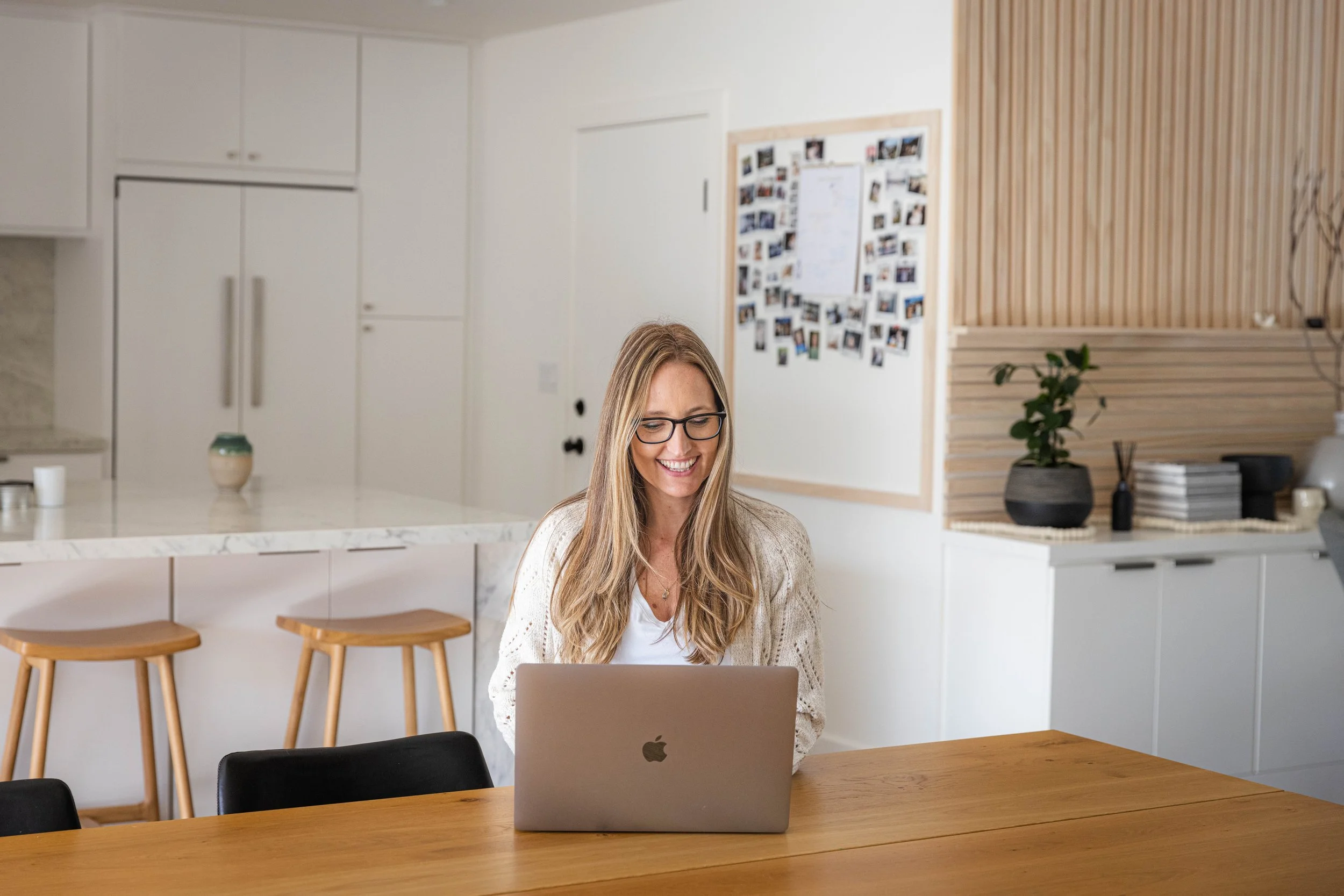 Estate management professional coordinating property and household details from a private home in Marin County.