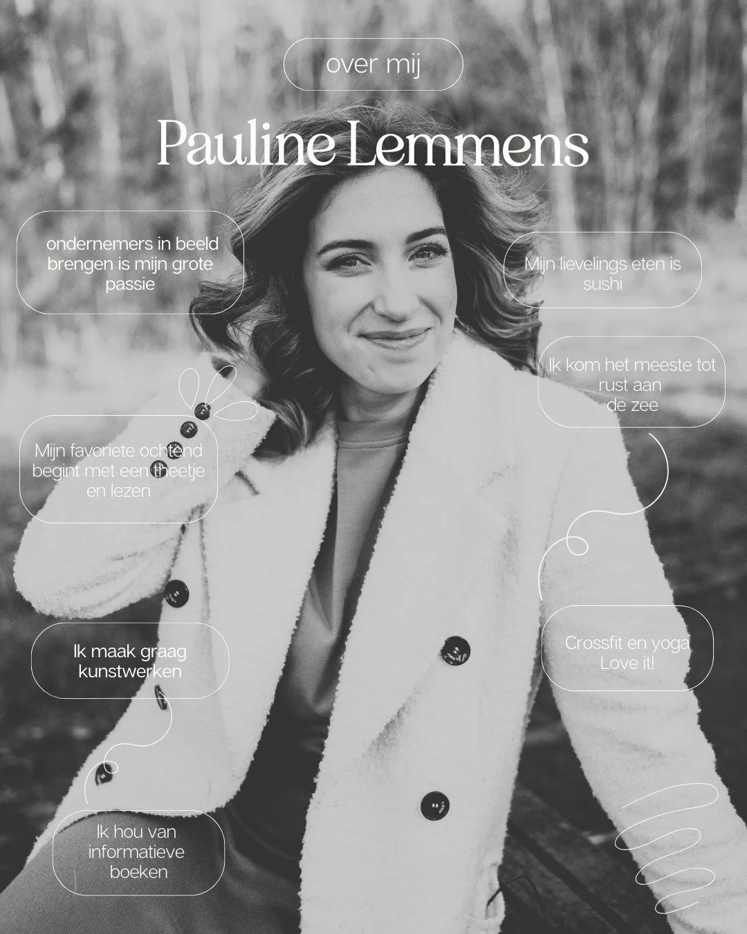 Meet Pauline Lemmens.

Ik help ondernemers hun verhaal naar voren brengen met beelden die het kracht bijzetten.

Creatief bezig zijn zit al heel mijn leven in mij.
Van schilderen en tekenen tot video&rsquo;s en foto&rsquo;s maken.
Op de kunstschool i