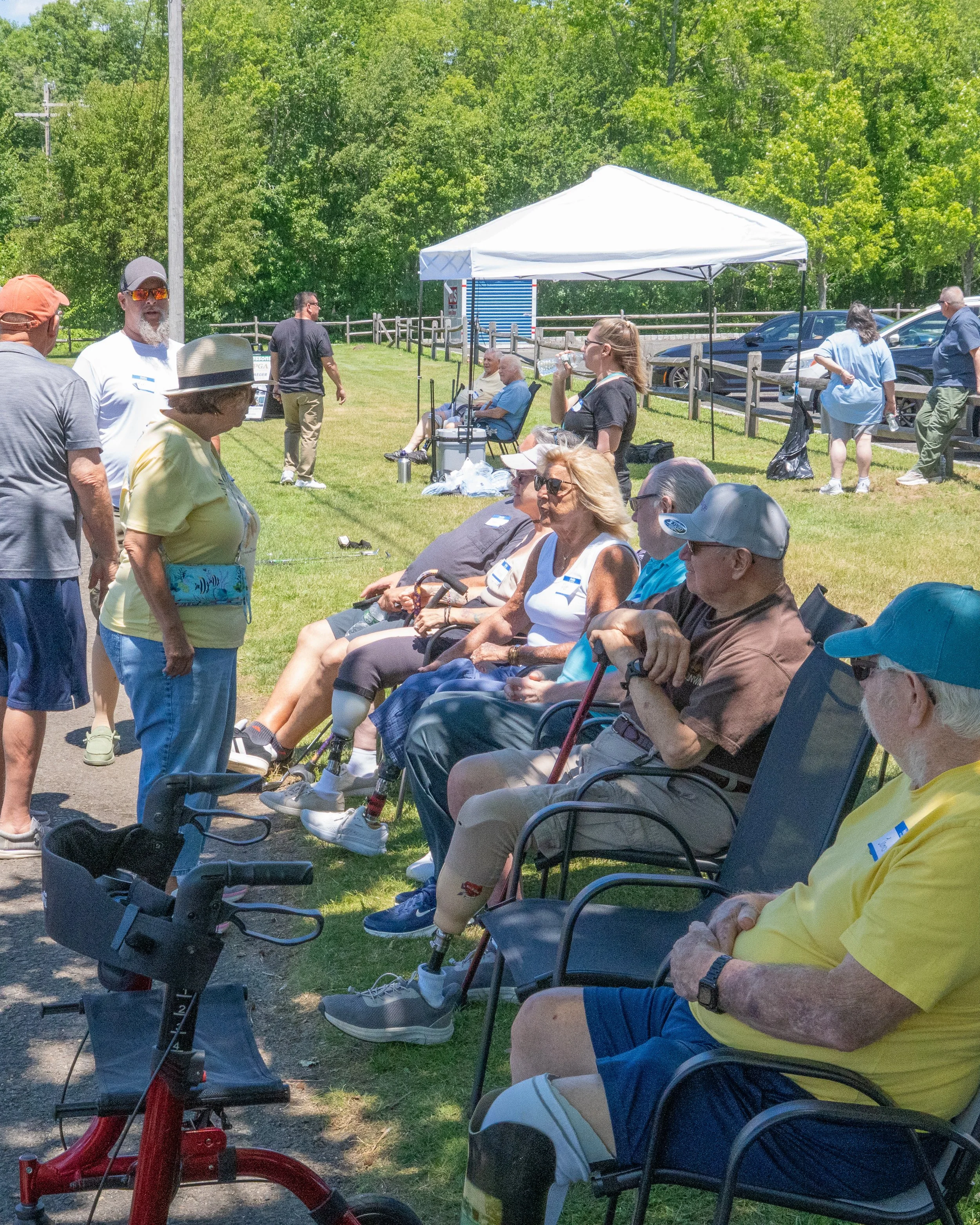  Amputee patients and supporters enjoying the Manfredi O&amp;P adaptive golf community event at Spring Meadow Golf Club NJ 