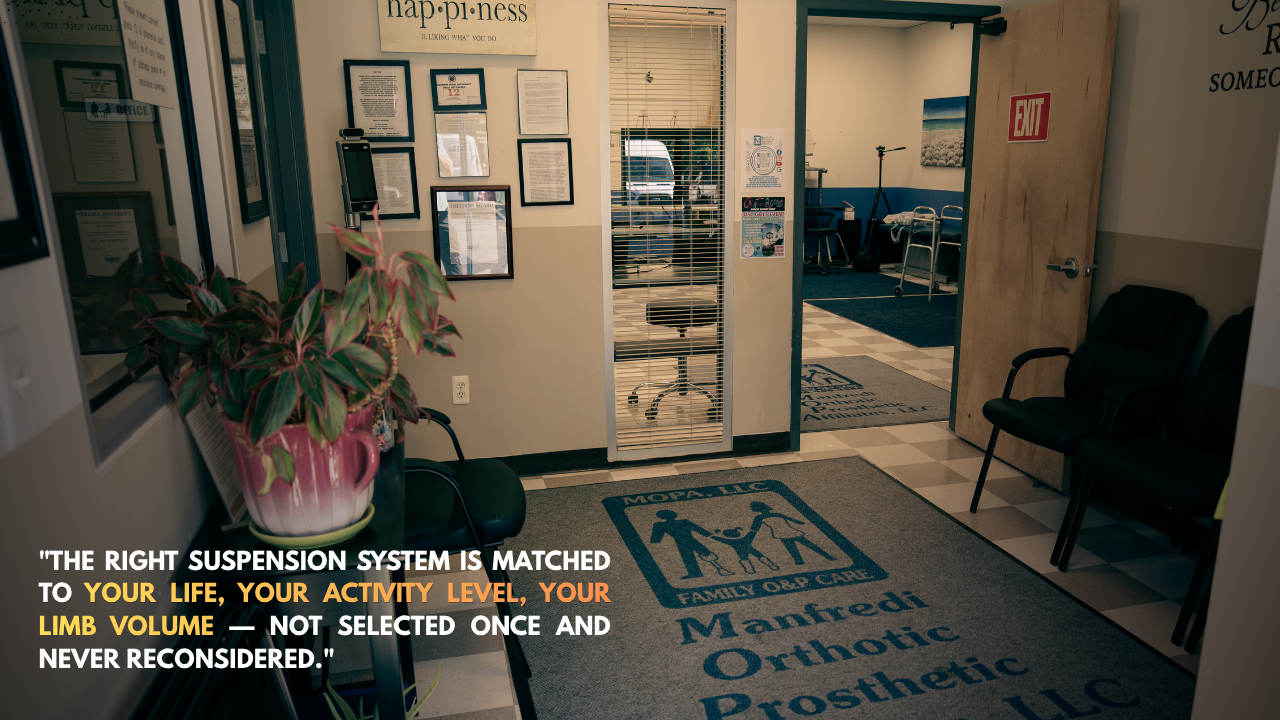 Manfredi O&P prosthetics clinic in New Jersey, specializing in below-knee prosthetic fitting since 1958